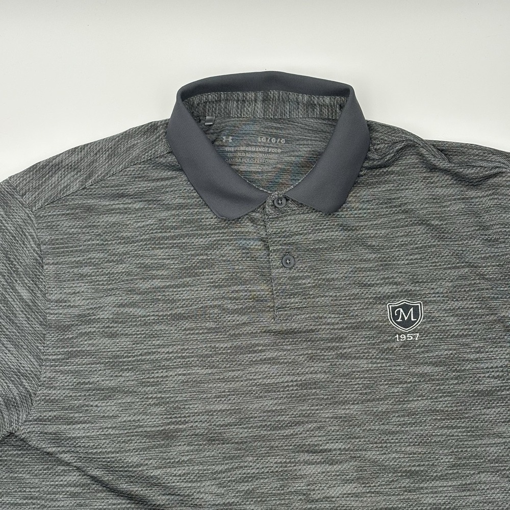 Under Armour Polo Shirt Mens Large Gray Heathered Performance Golf Short Sleeve